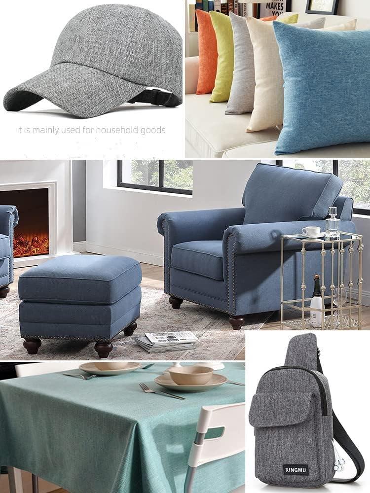 TinaKim Faux Linen Type Cloth Fabric for Sofa Chair Upholstery Material (Blue Gray, 3 Yard (57x 108 inch))